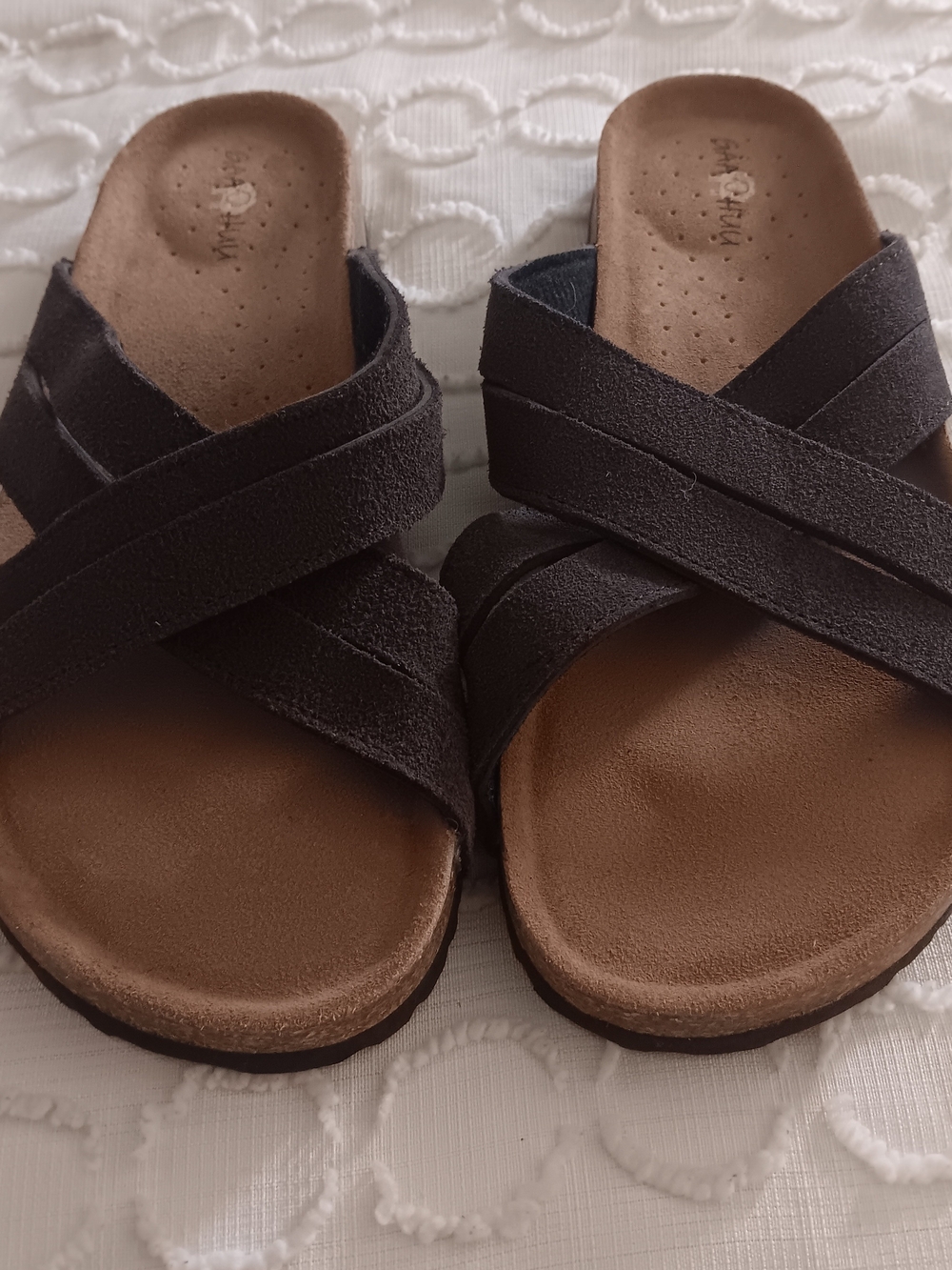 Comfort Crisscross Slide Sandals in Dark Brown - Women's